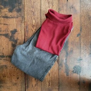 Vintage maroon silk knit sleeveless turtleneck